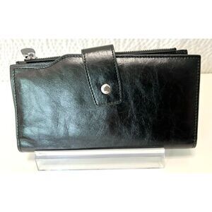 Bostanten black leather bi-fold wallet